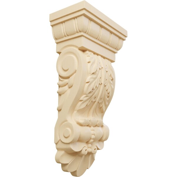 Ekena Millwork 5 1/8"W x 2 3/4"D x 9 3/4"H Thin Flowing Acanthus Corbel, Maple COR05X02X09ACMA - main